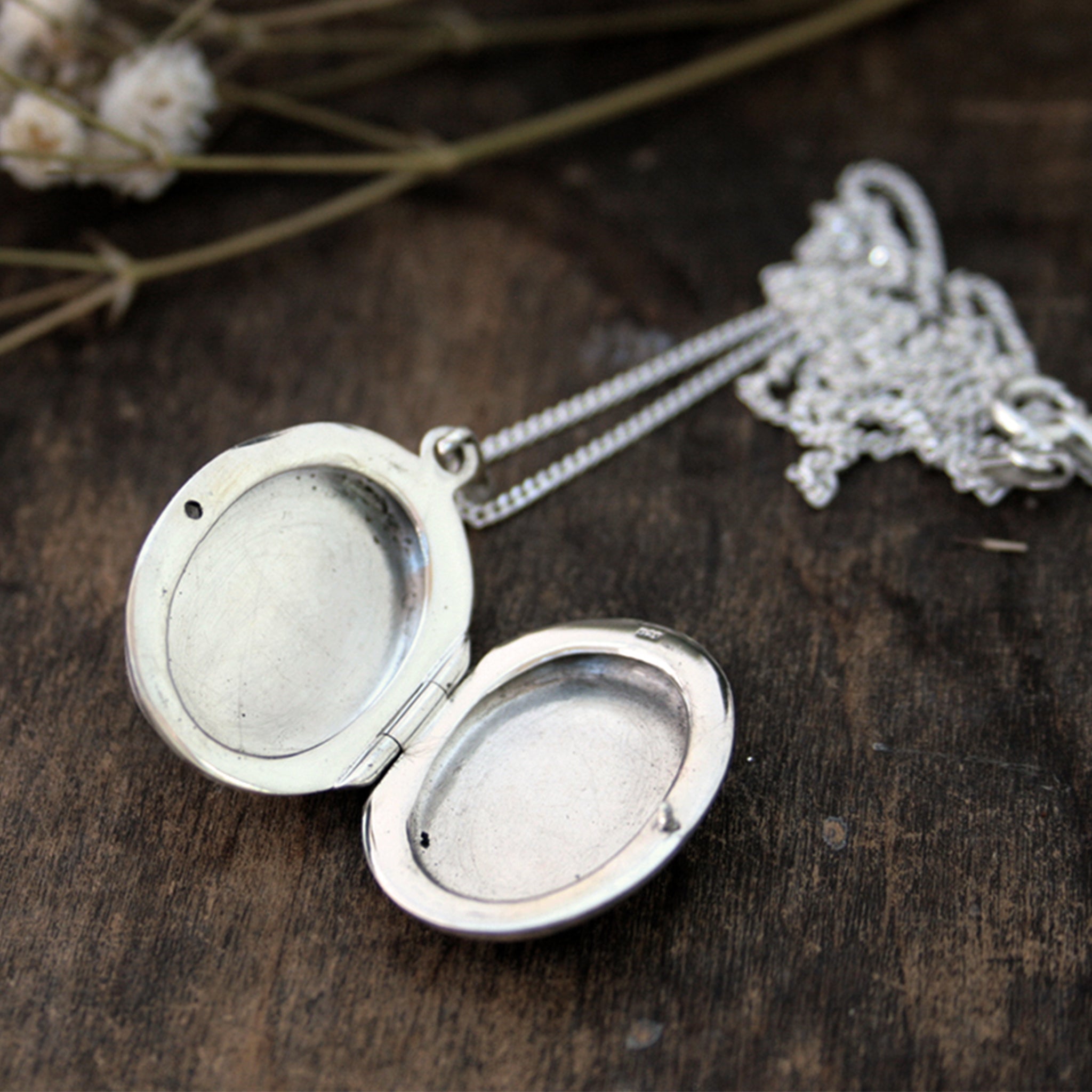 Opened Sterling Silver locket necklace