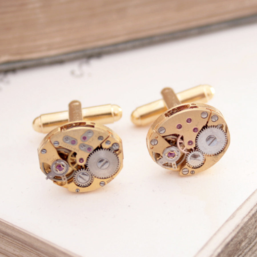 Gold Watch Cufflinks made of Rotary watch movements