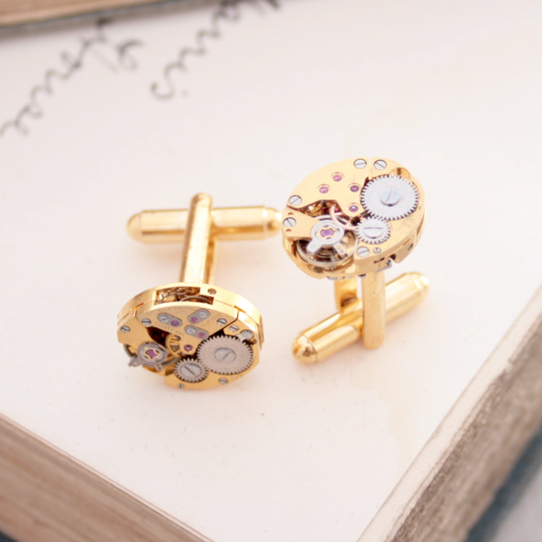 Gold Watch Cufflinks made of Rotary watch movements