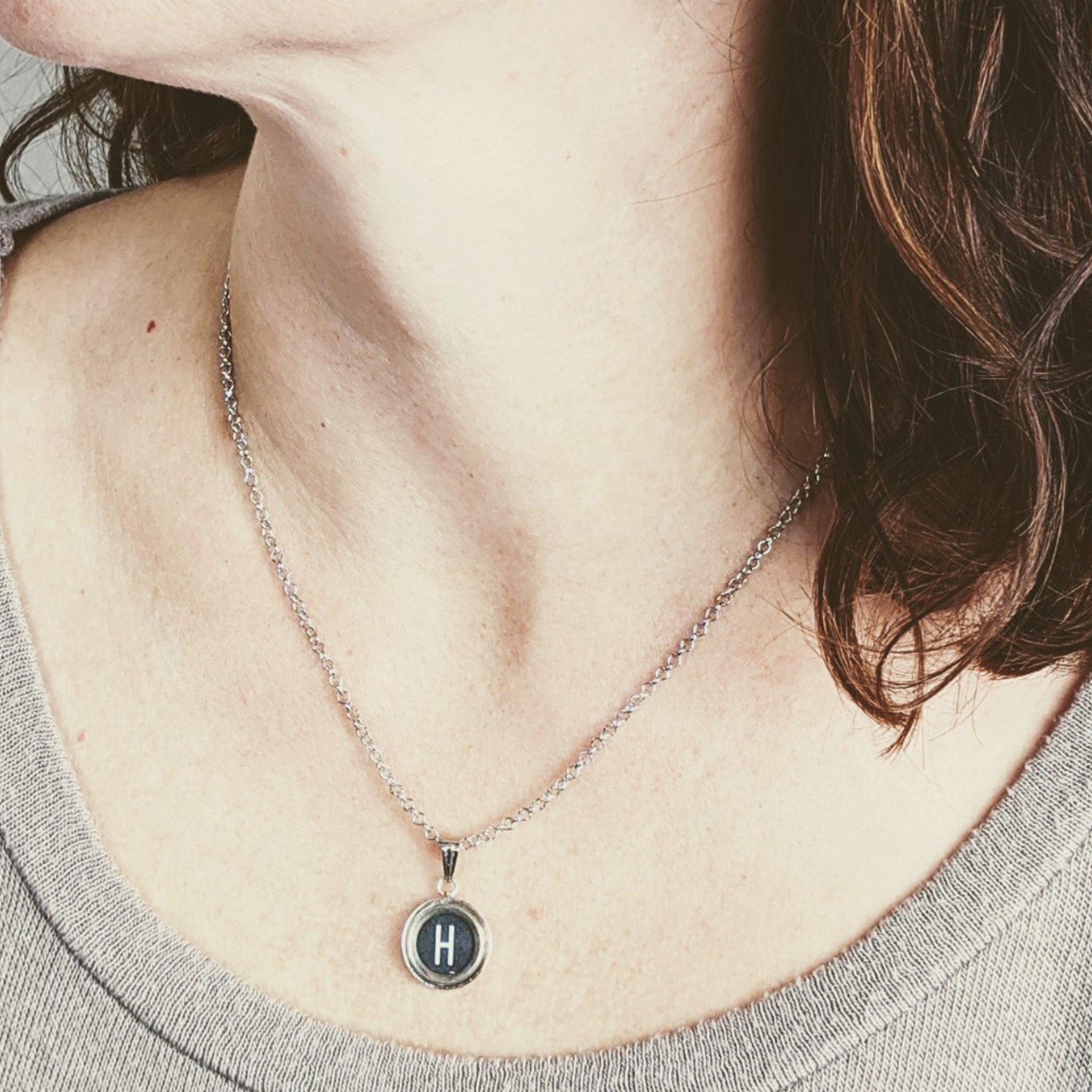 Black Typewriter Key Necklace