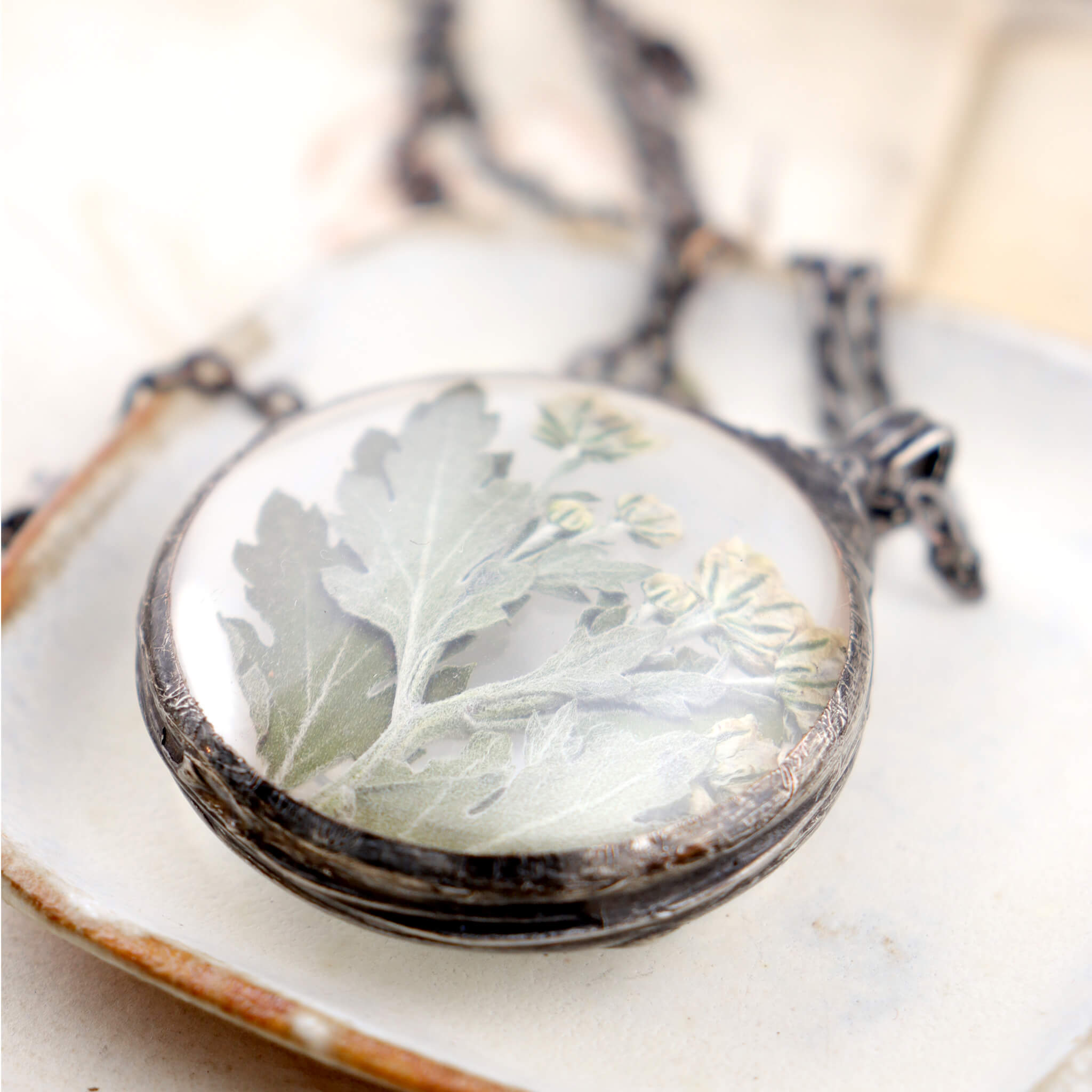 Pressed flowers necklace