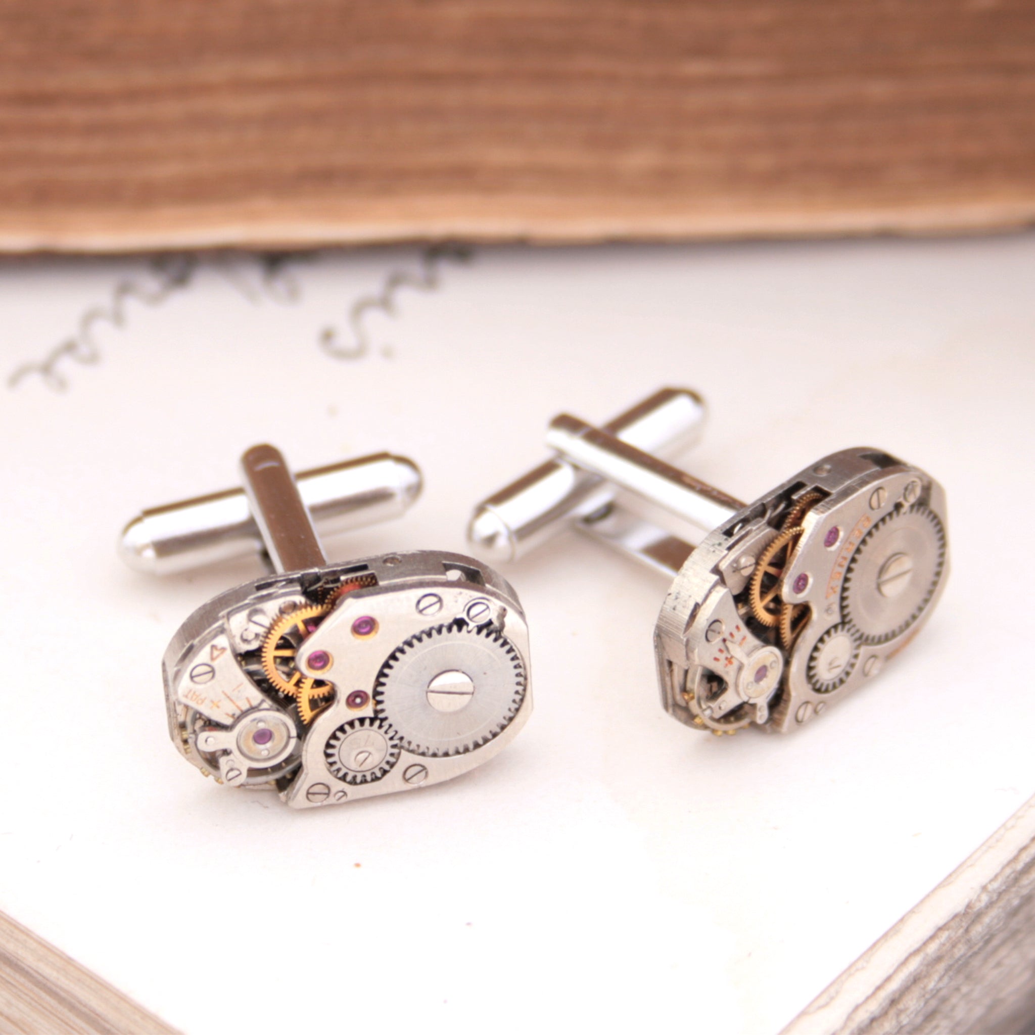 Steampunk Cufflinks made of Swiss watch movements