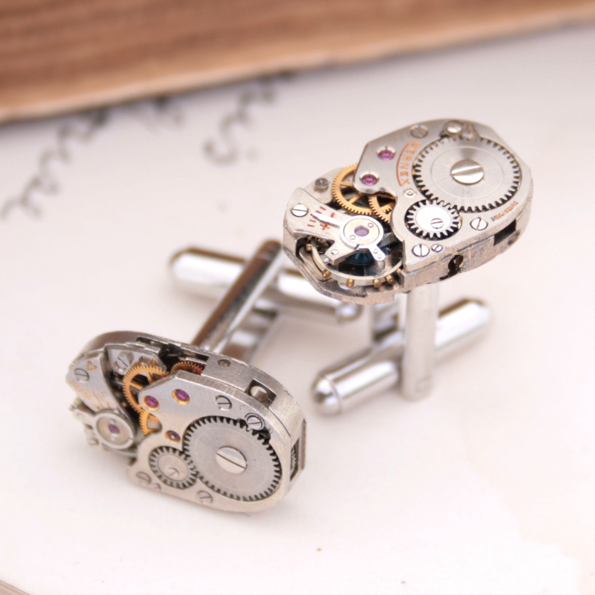 Steampunk Cufflinks made of Swiss watch movements