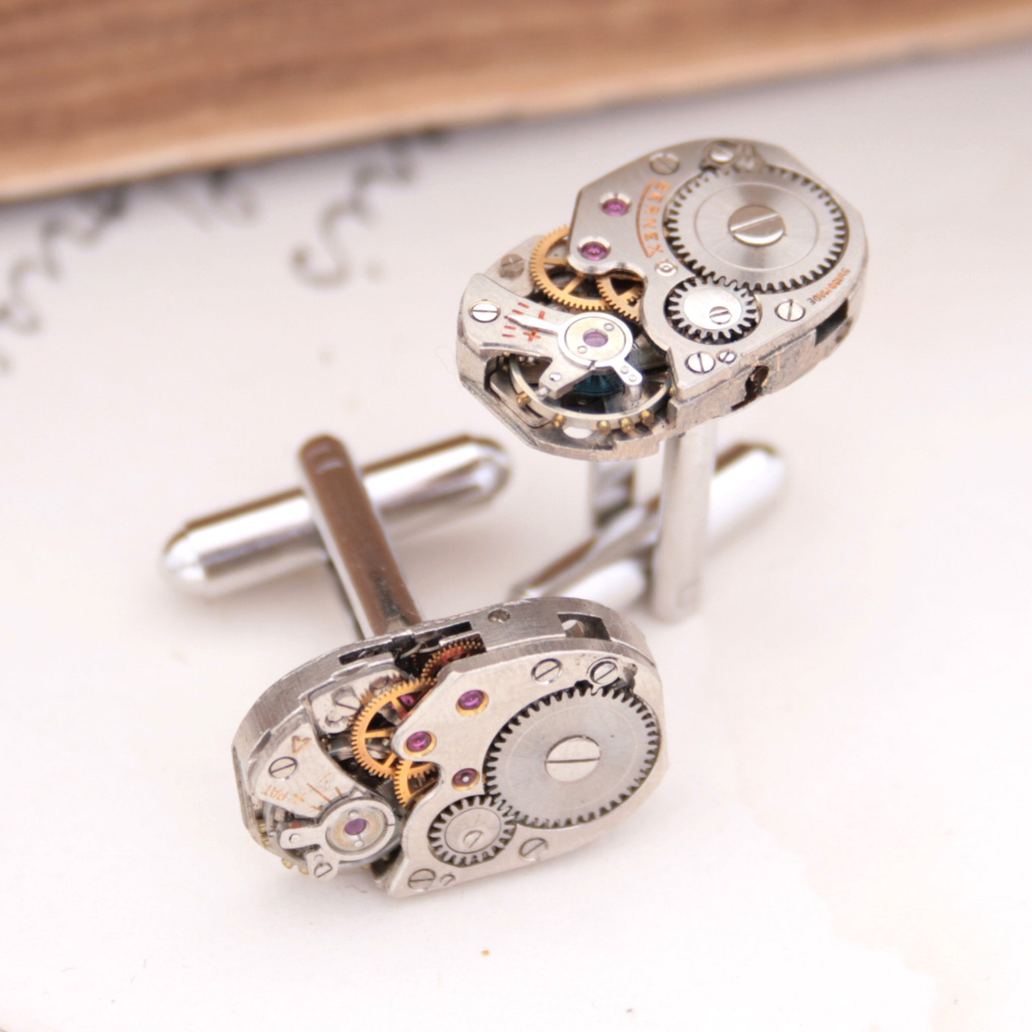 Steampunk Cufflinks made of Swiss watch movements