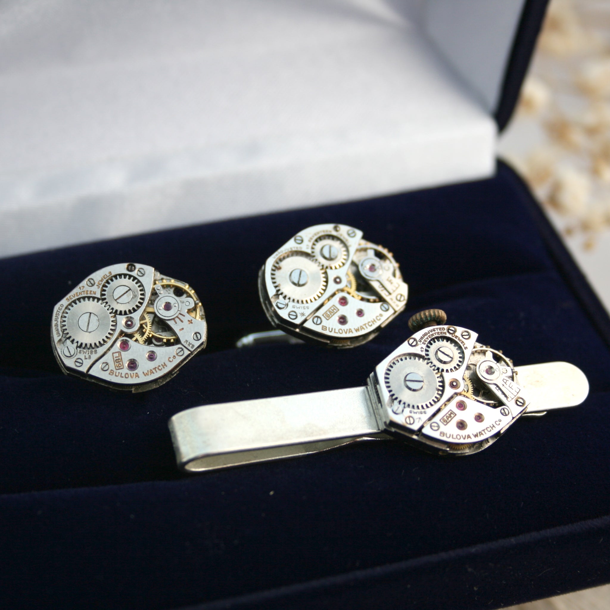Sterling Silver Tie Clip and Cufflinks Set