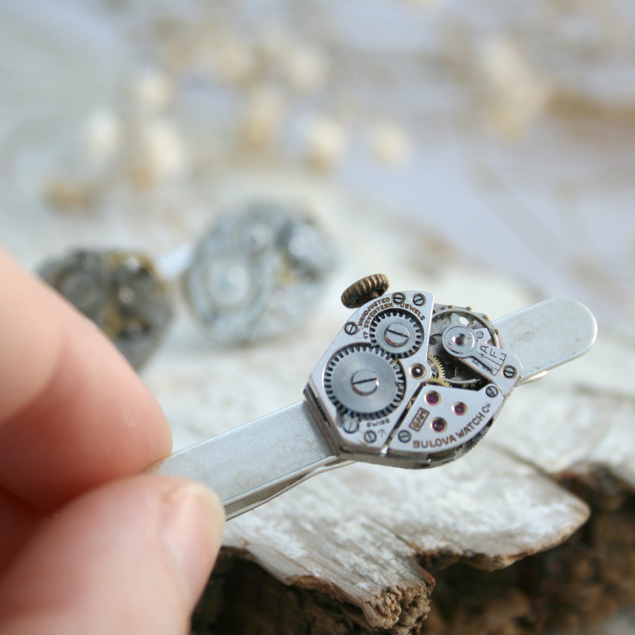 Sterling Silver Tie Clip and Cufflinks Set