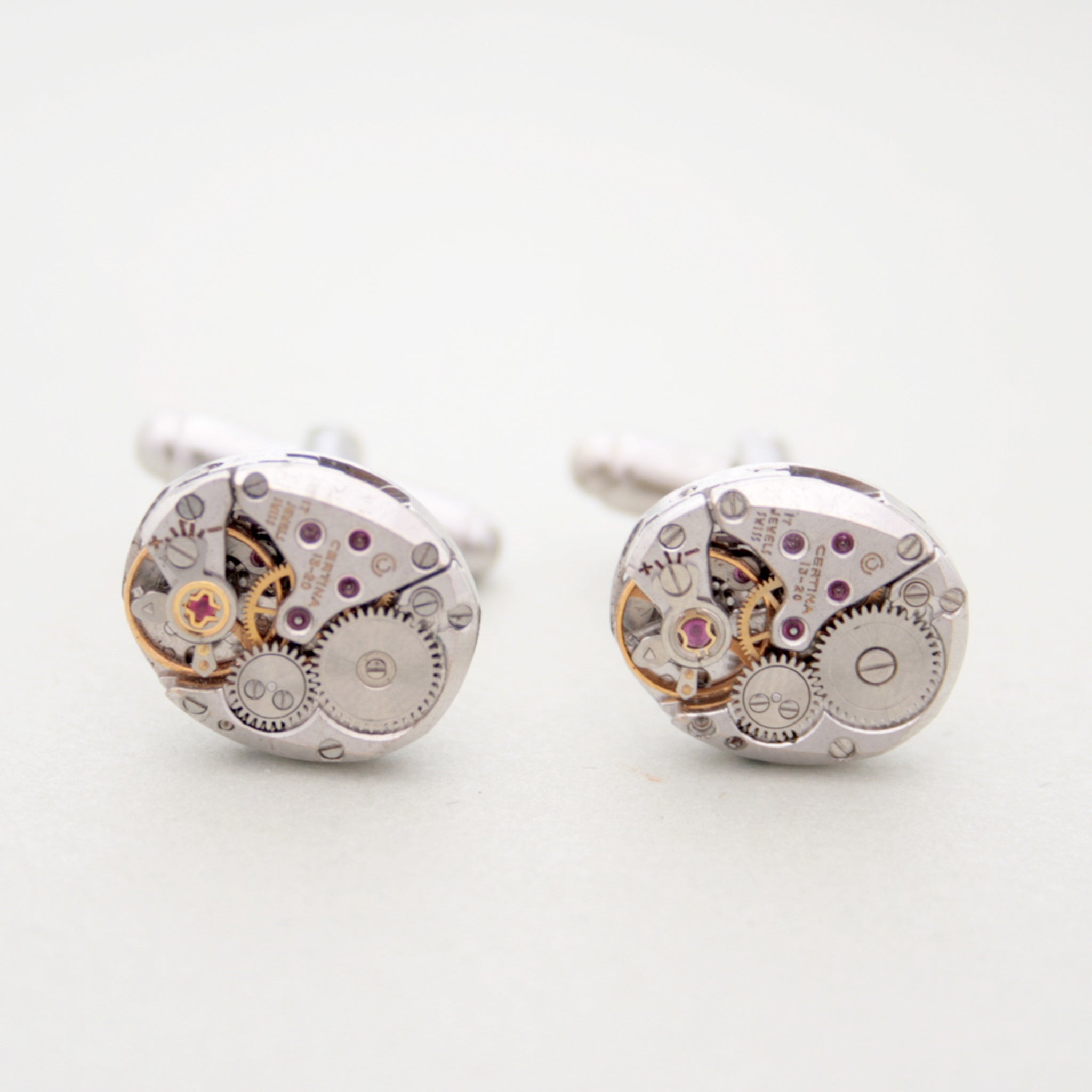 Deluxe Steampunk Cufflinks made of real watch movements on sterling backs