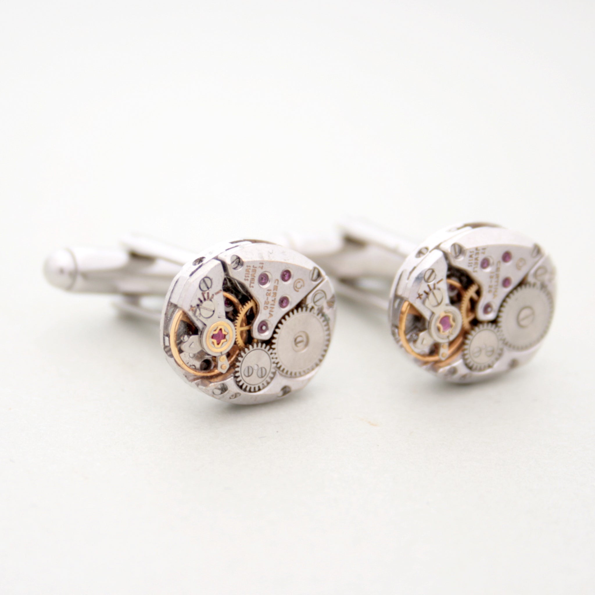 Deluxe Steampunk Cufflinks made of real watch movements on sterling backs