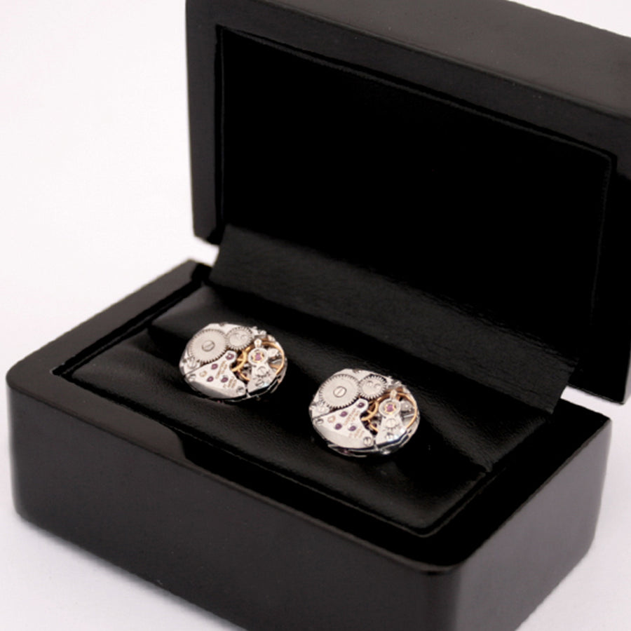 Deluxe Steampunk Cufflinks in Ebony Box
