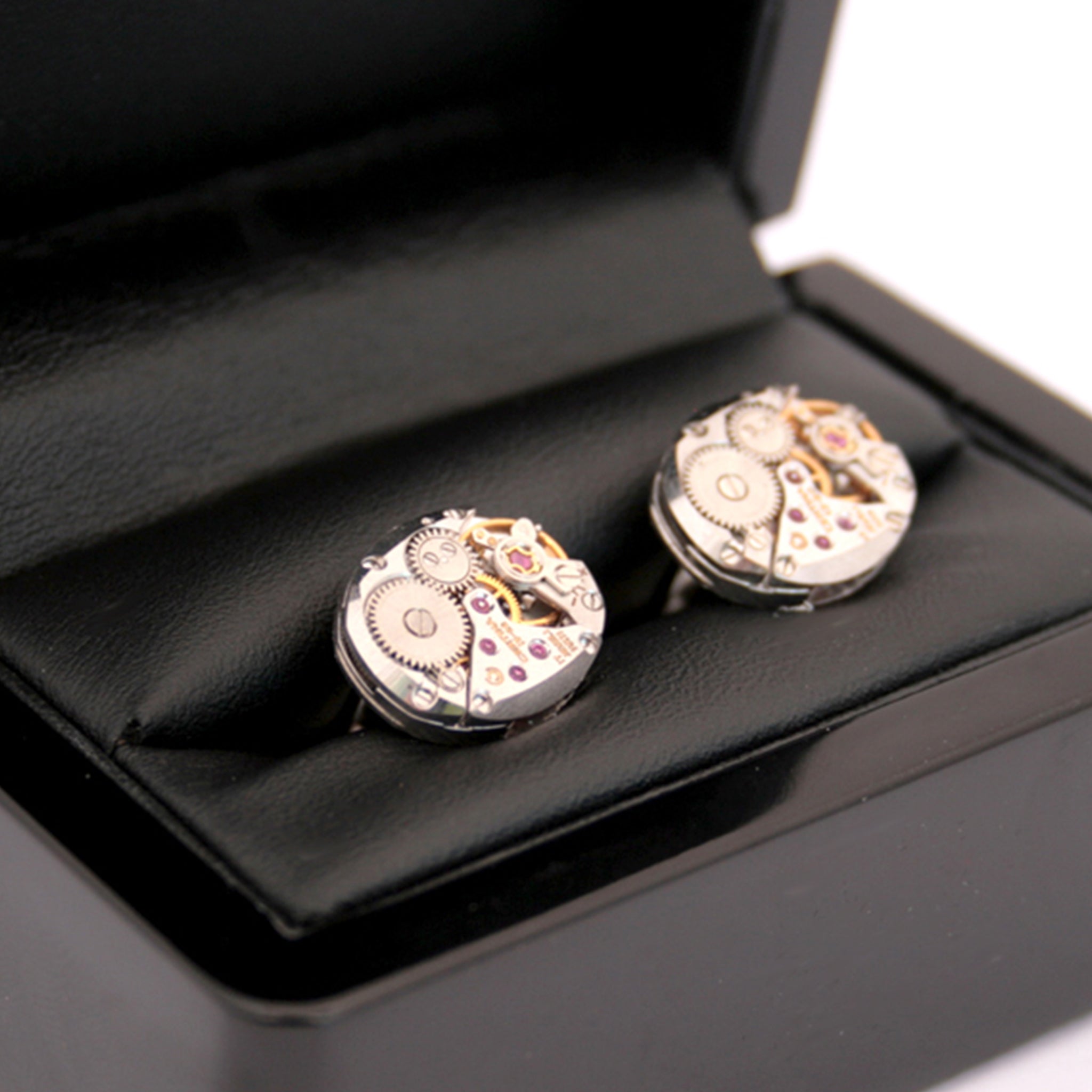 Deluxe Steampunk Cufflinks in Ebony Box