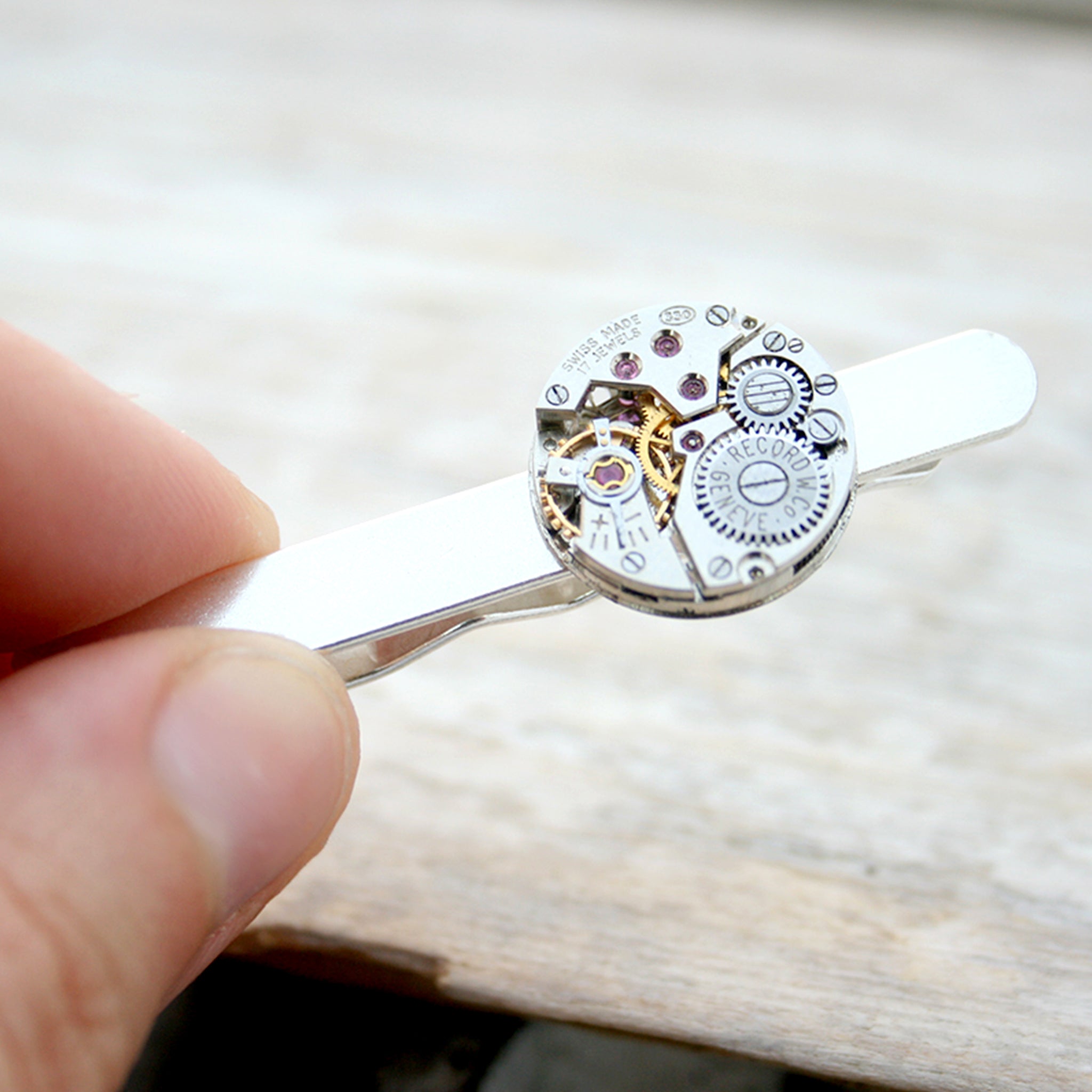 Steampunk Sterling Tie Clip