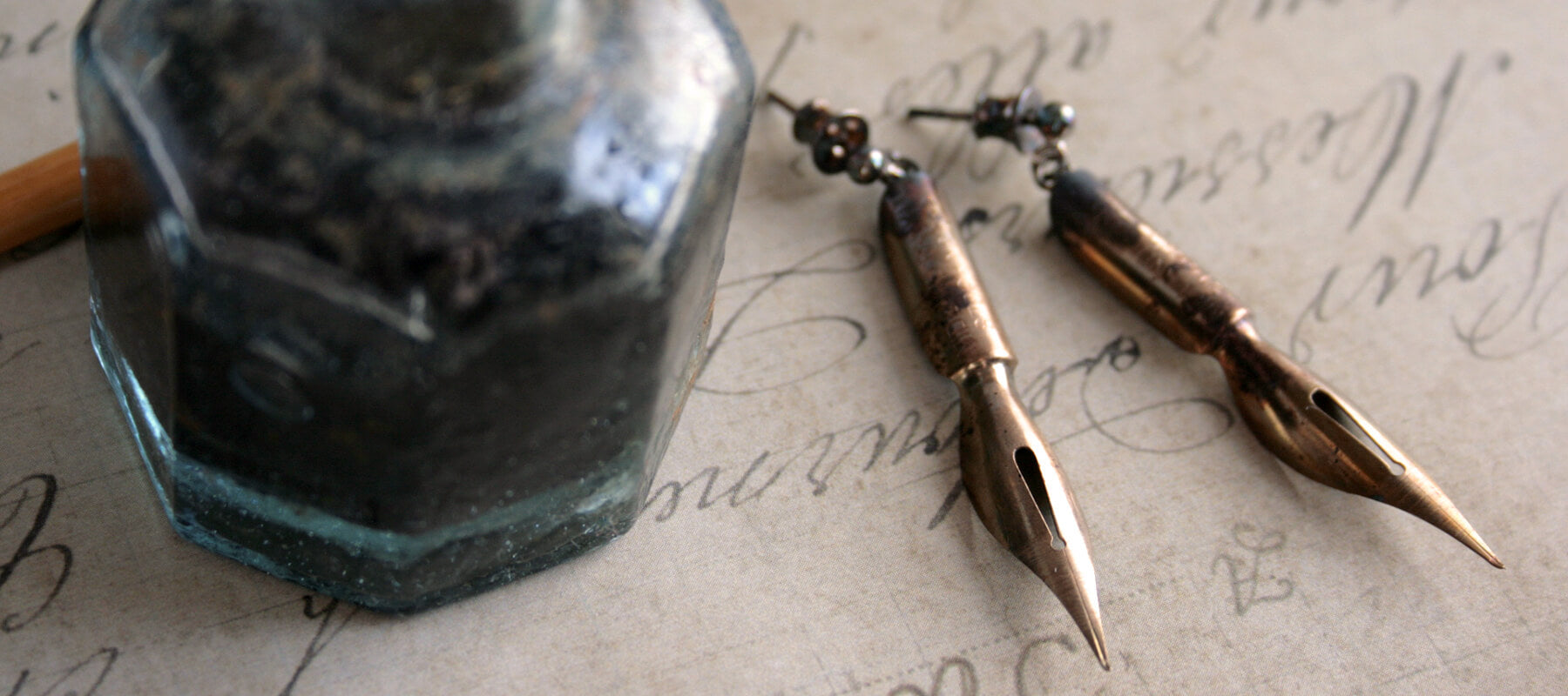 dark academia jewellery made of pen nibs