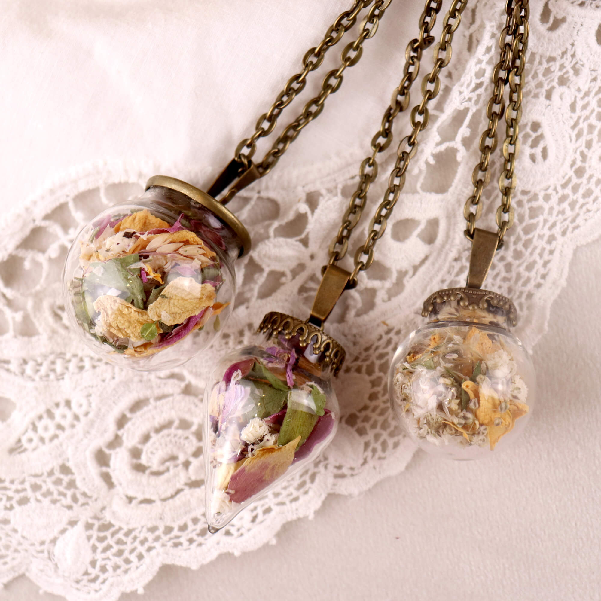 Petals in glass jewellery