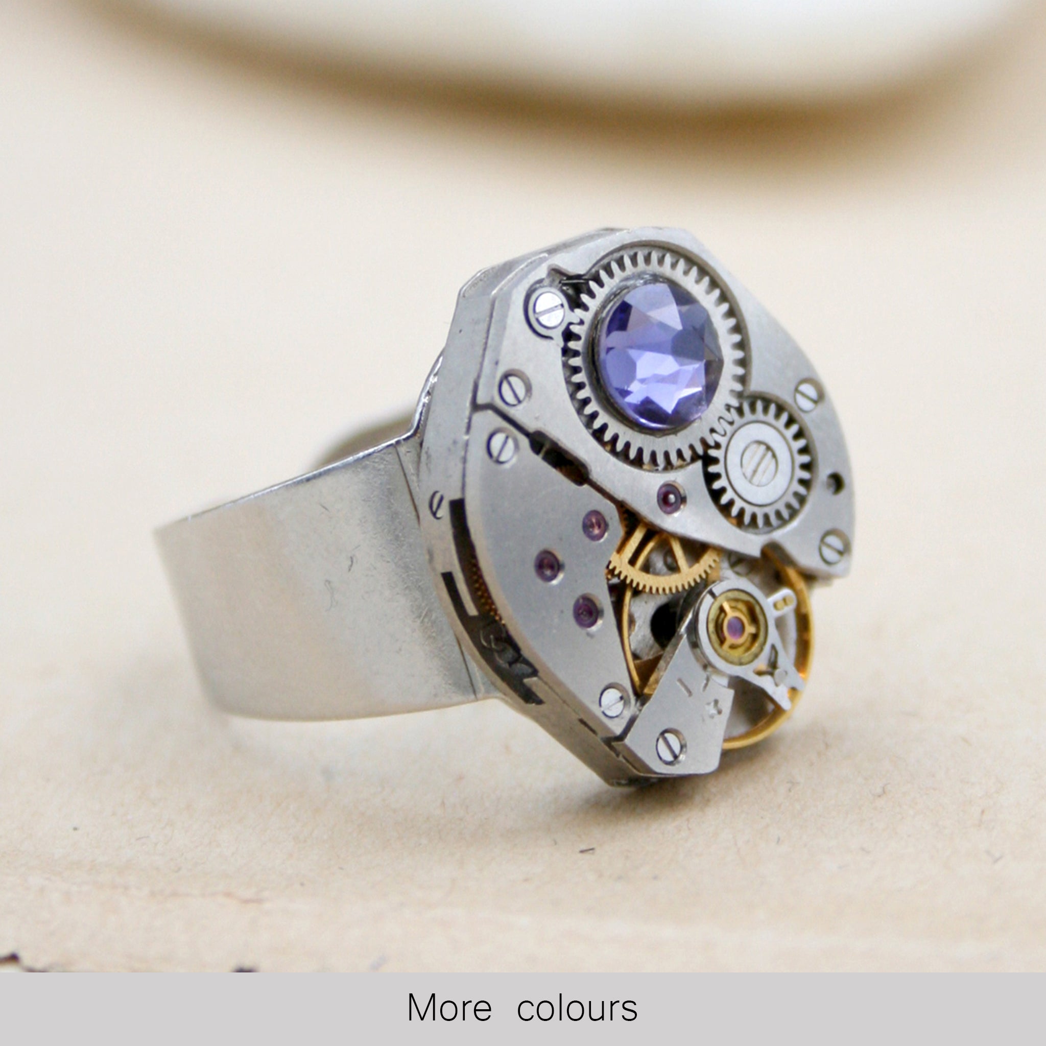 Steampunk Ring with Birthstone