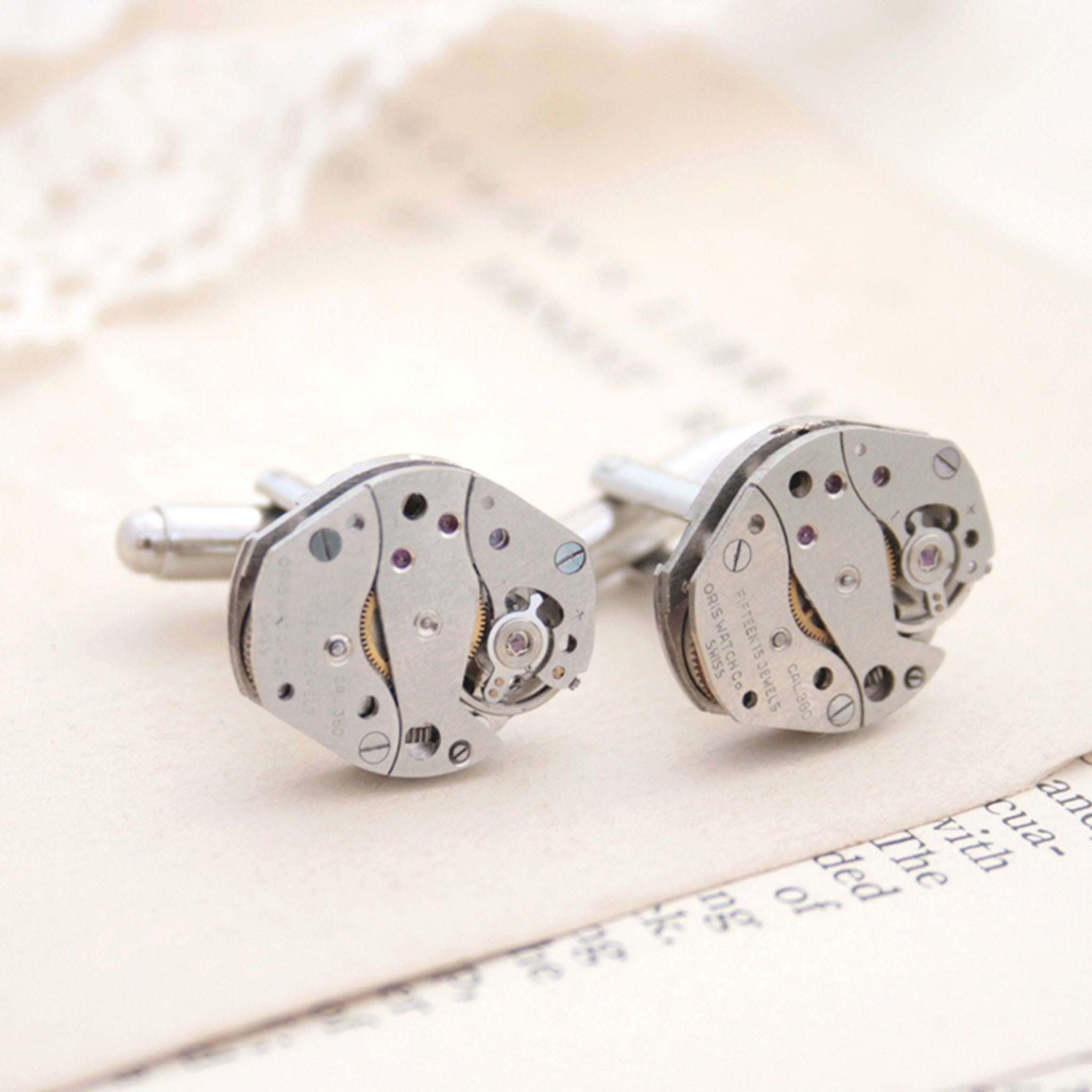 cool watch cufflinks for men featuring antique movements