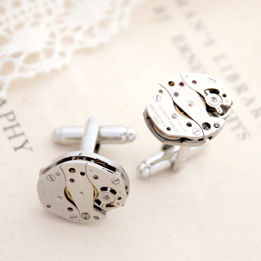cool watch cufflinks for men featuring antique movements