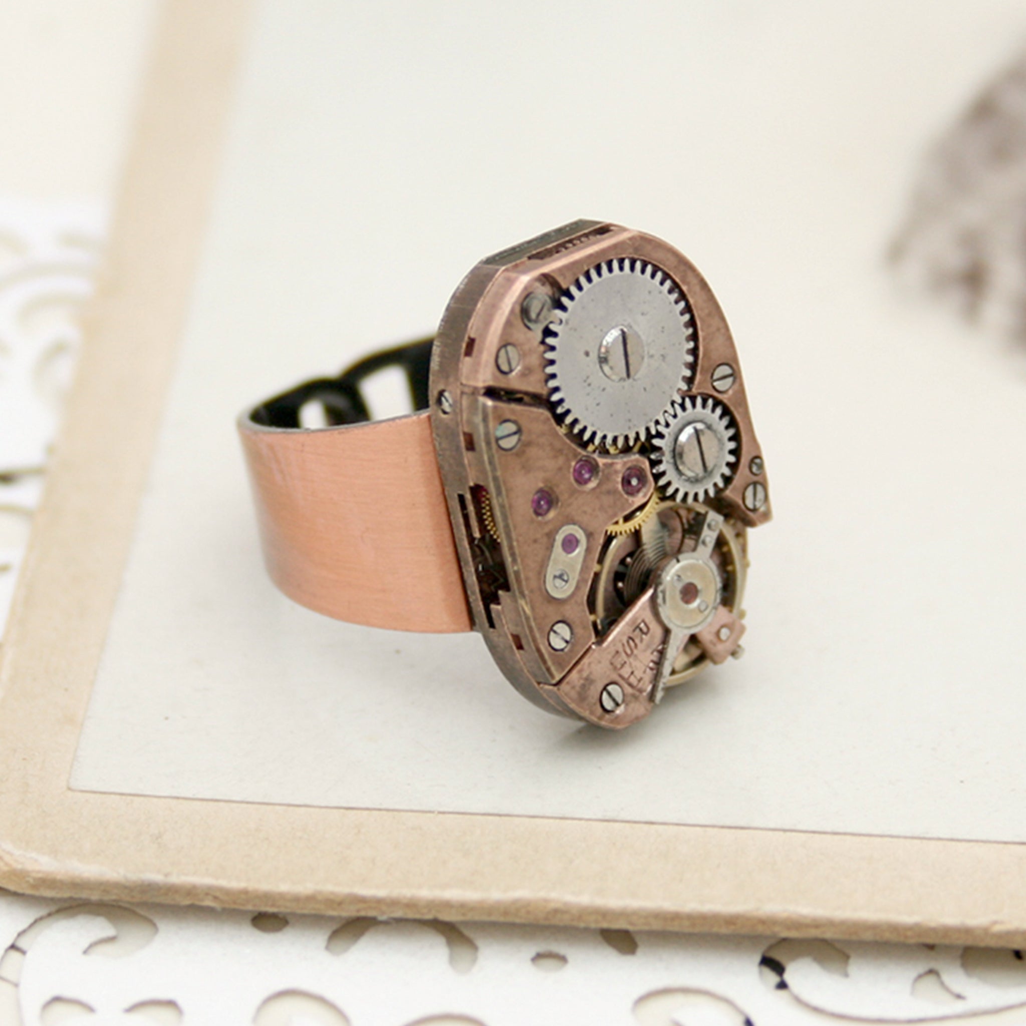 Copper Steampunk Watch Ring
