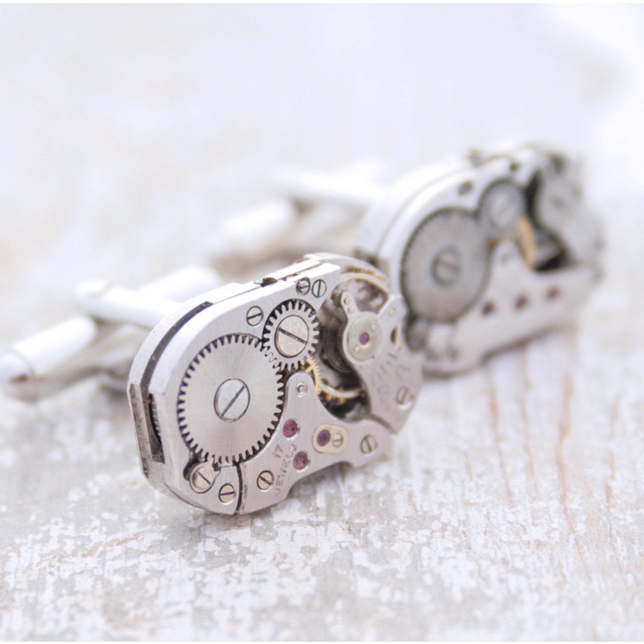 Steampunk Cufflinks made of Swiss watch movements