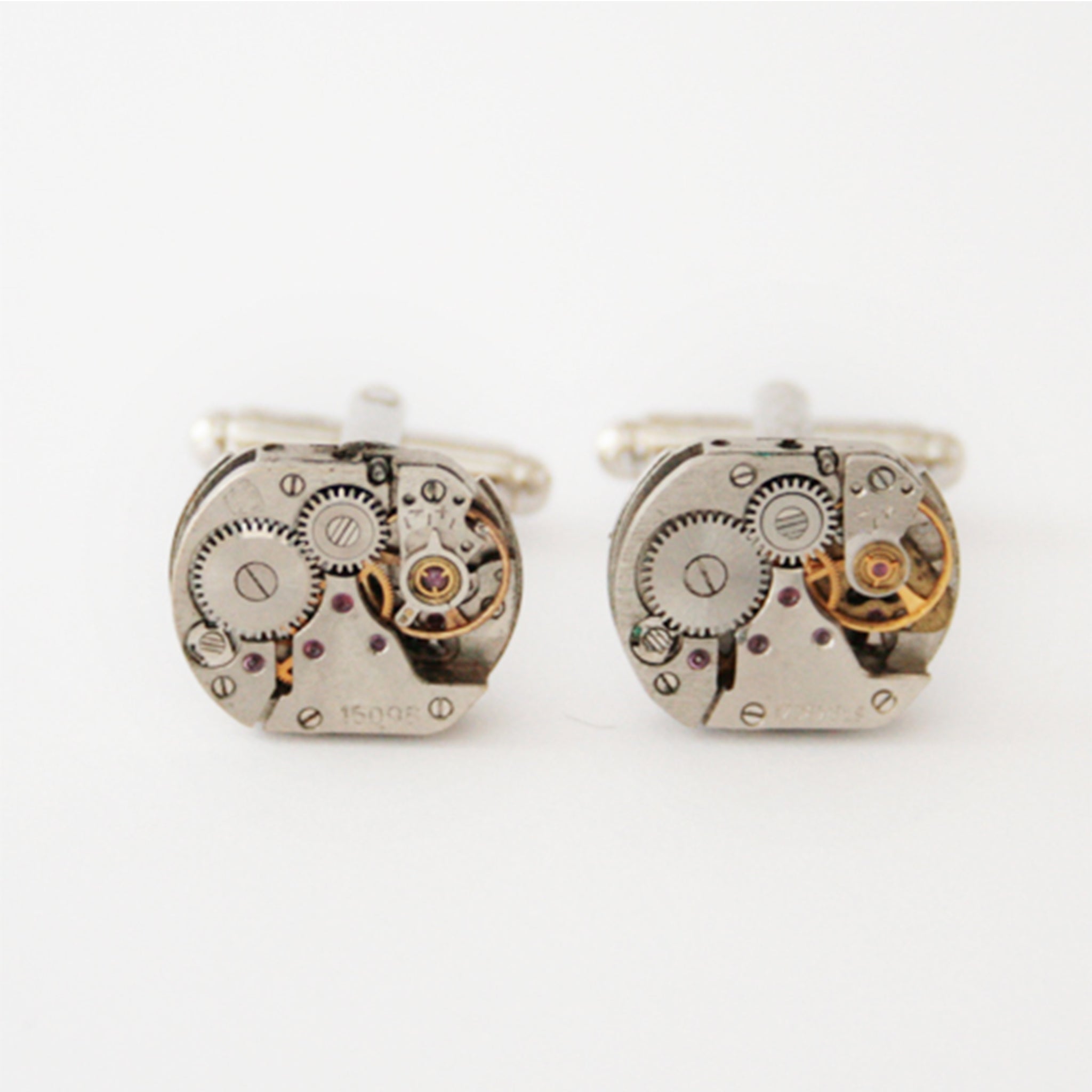 steampunk cufflinks for men featuring antique watch movements