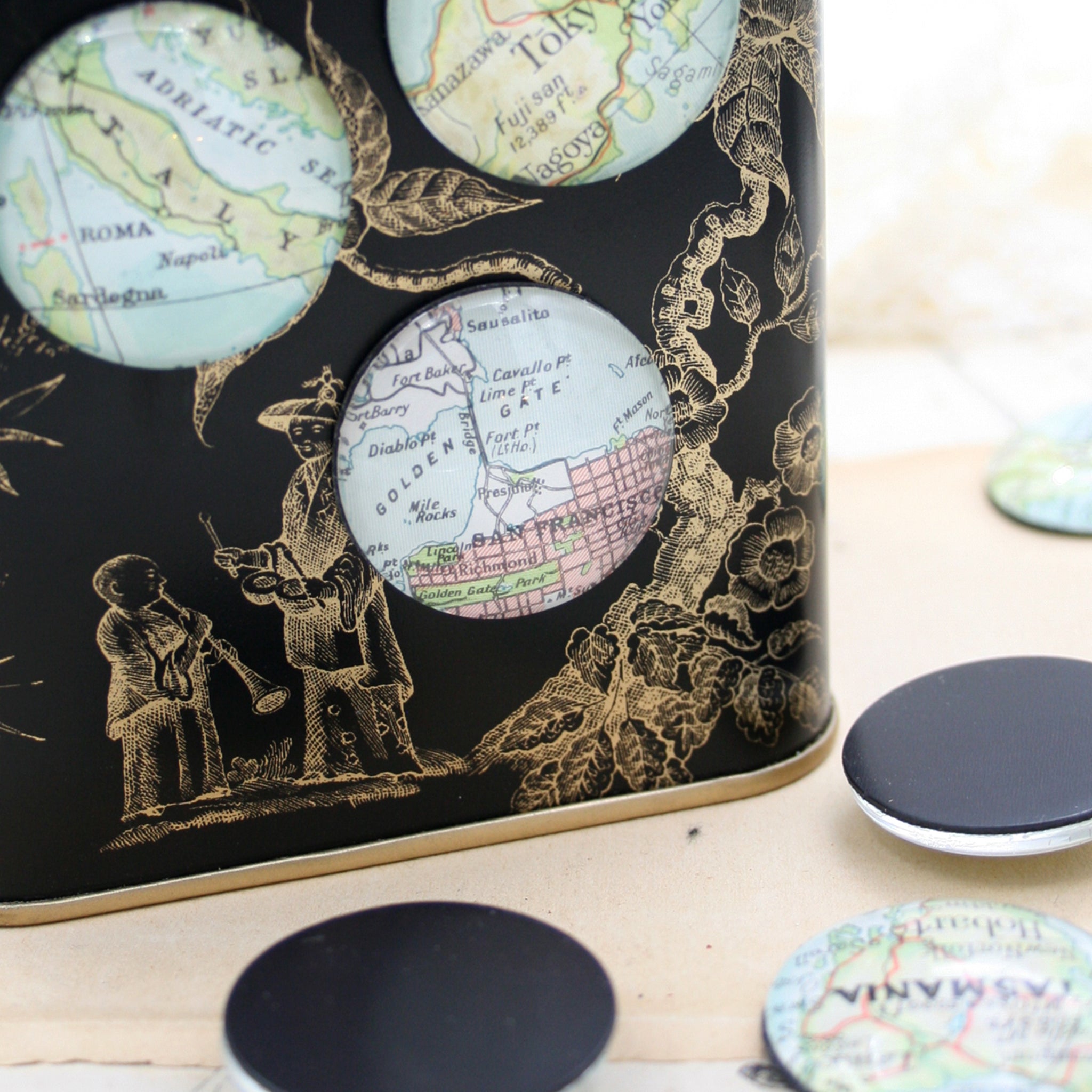 fridge magnet personalised with geographical maps of custom locations