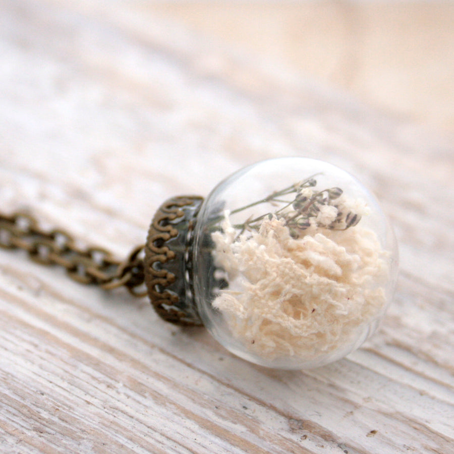 Rustic Terrarium Necklace with Dried Flowers
