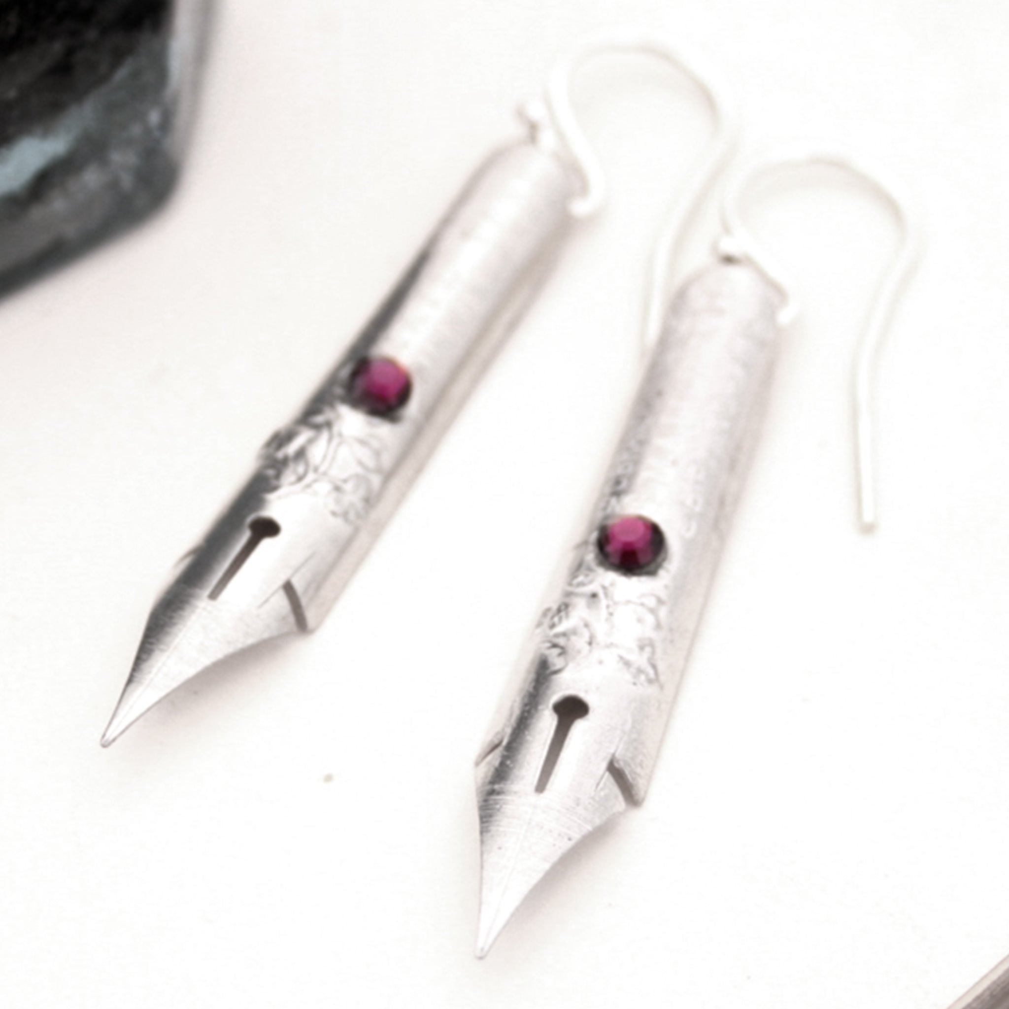Birthstone Pen Nib Earrings