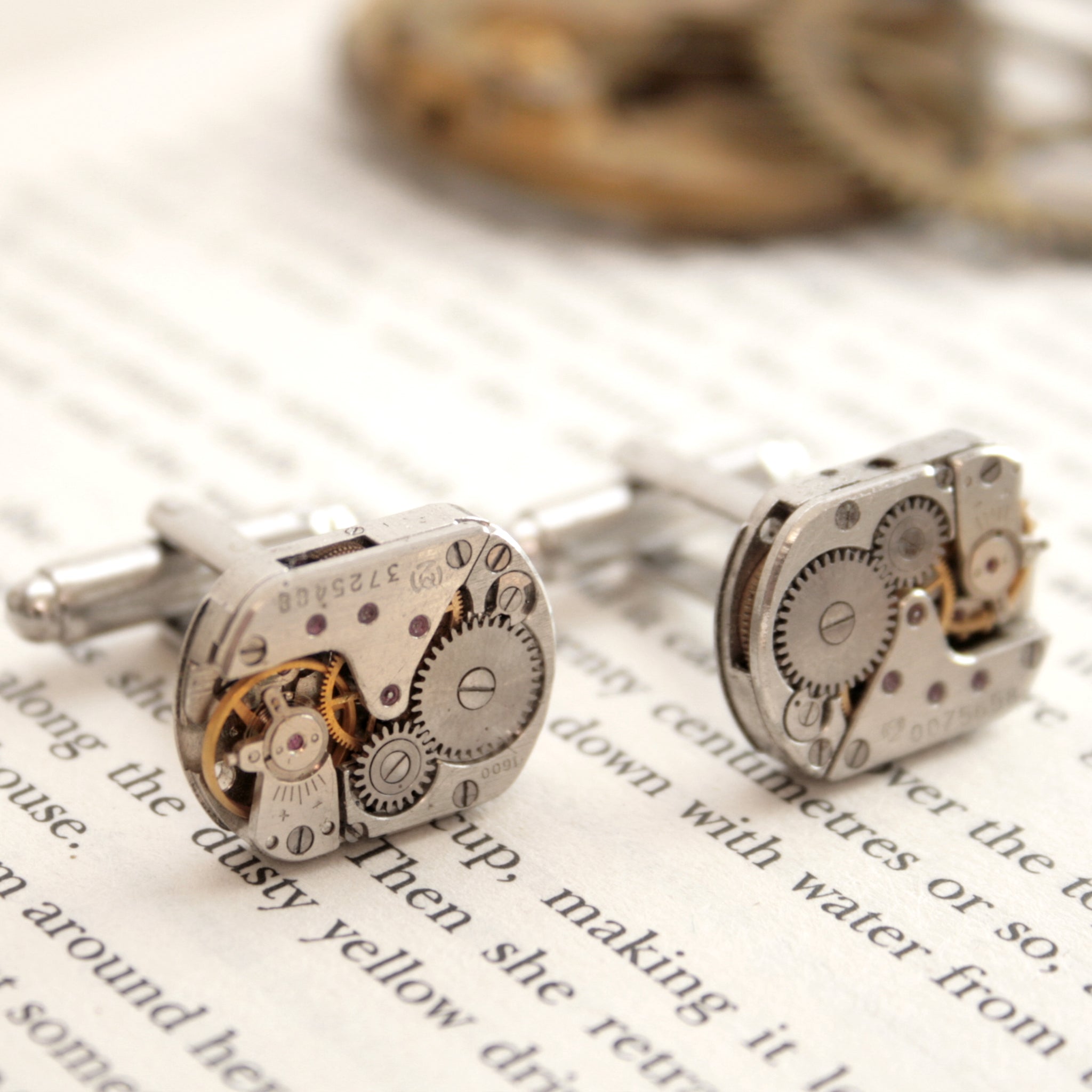 Steampunk Cufflinks for Men featuring antique watch movements