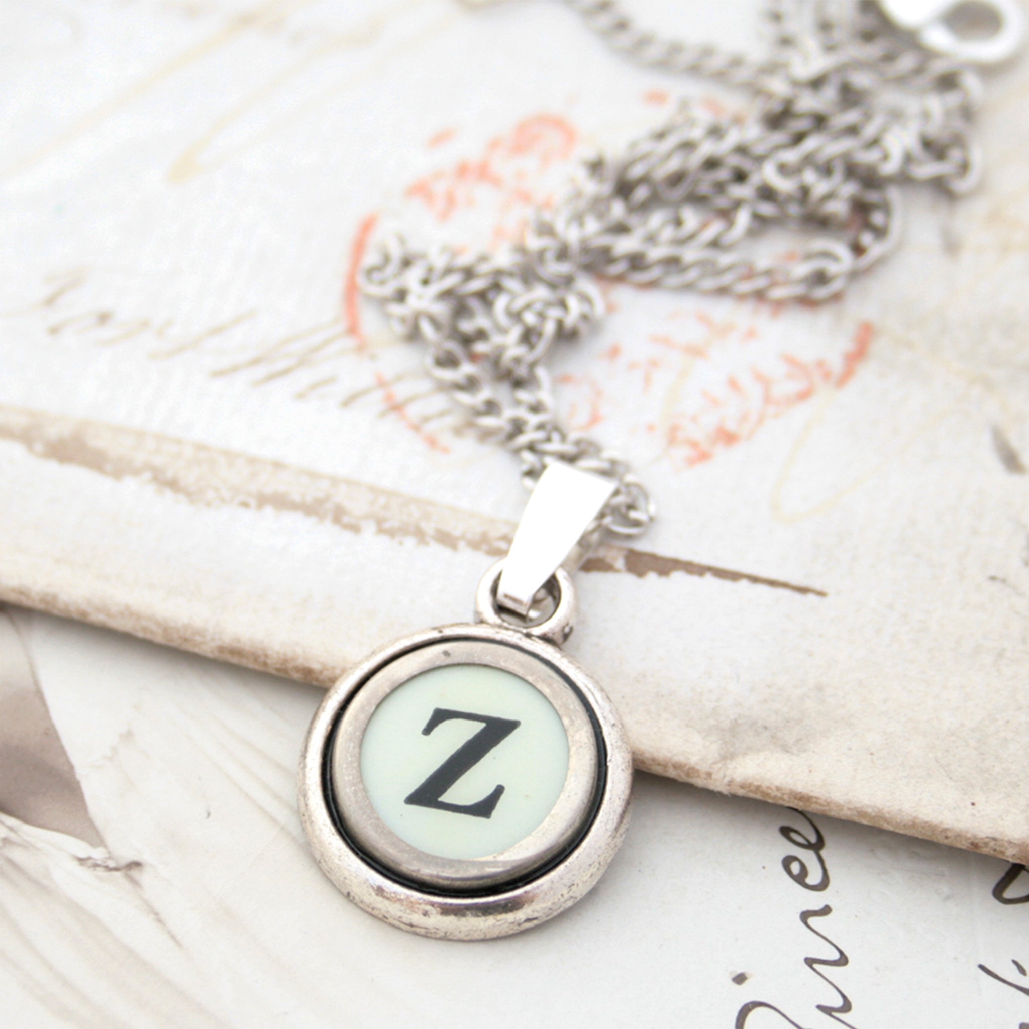 Ivory Z letter necklace made of typewriter key