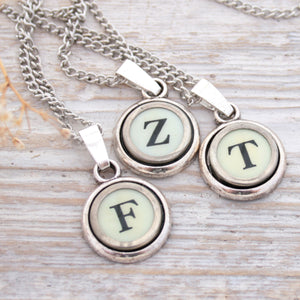 Ivory Typewriter Key Necklace Serif