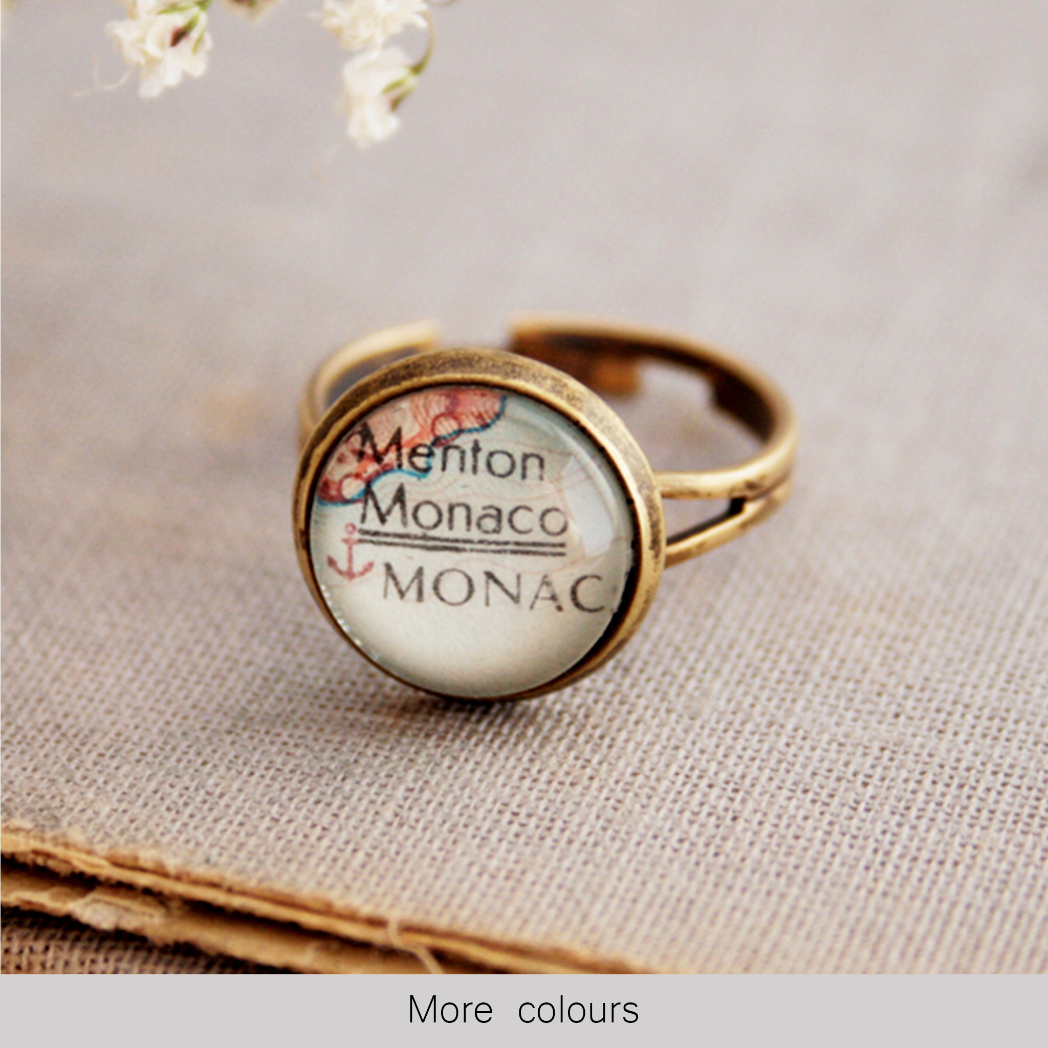 tiny wanderlust ring personalised with map of Monaco