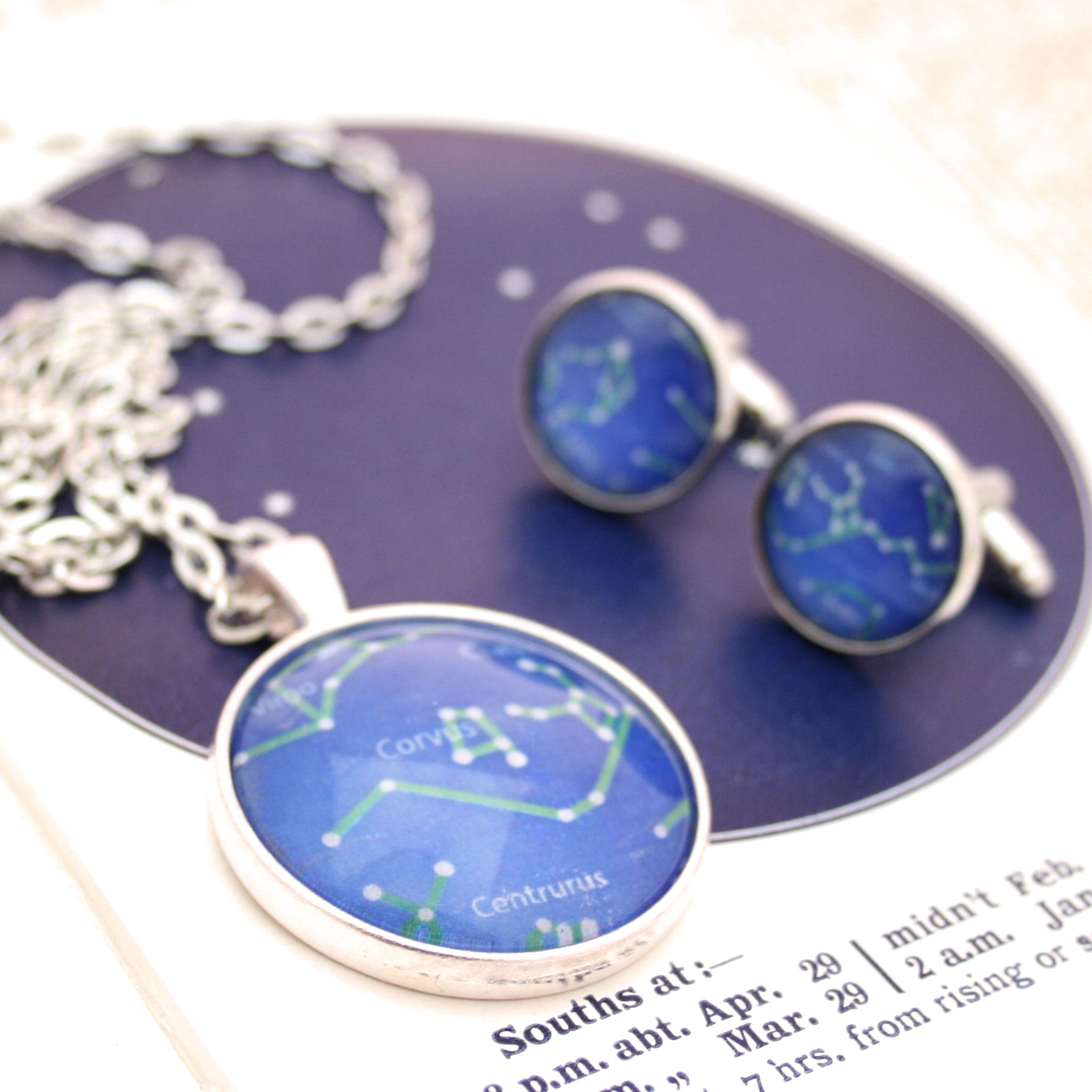 bespoke celestial necklace with map of heaven from given date and place