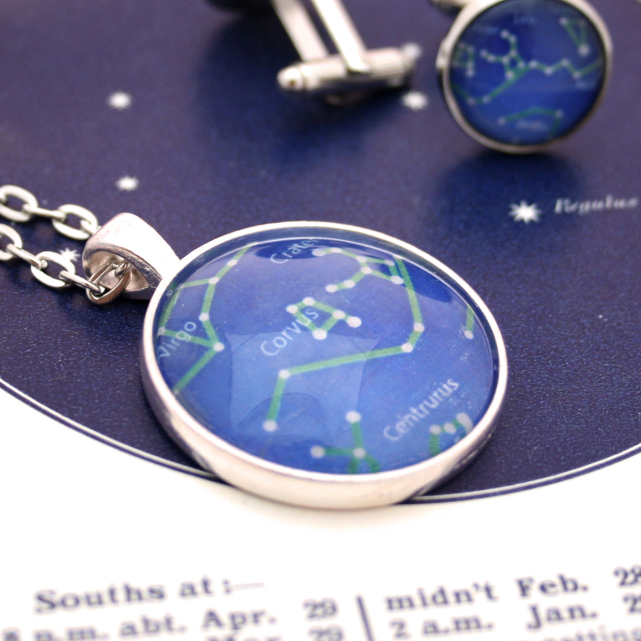 bespoke celestial necklace with map of heaven from given date and place