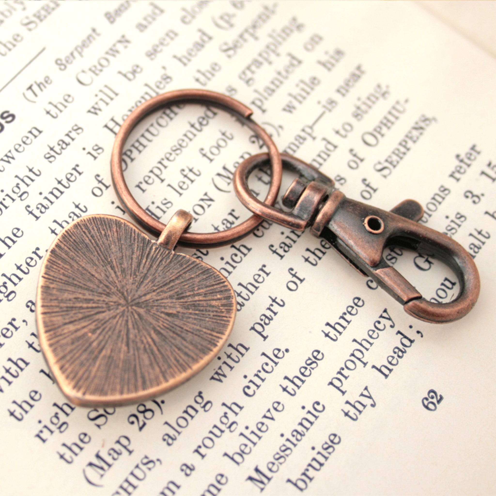 copper keychain in heart shape
