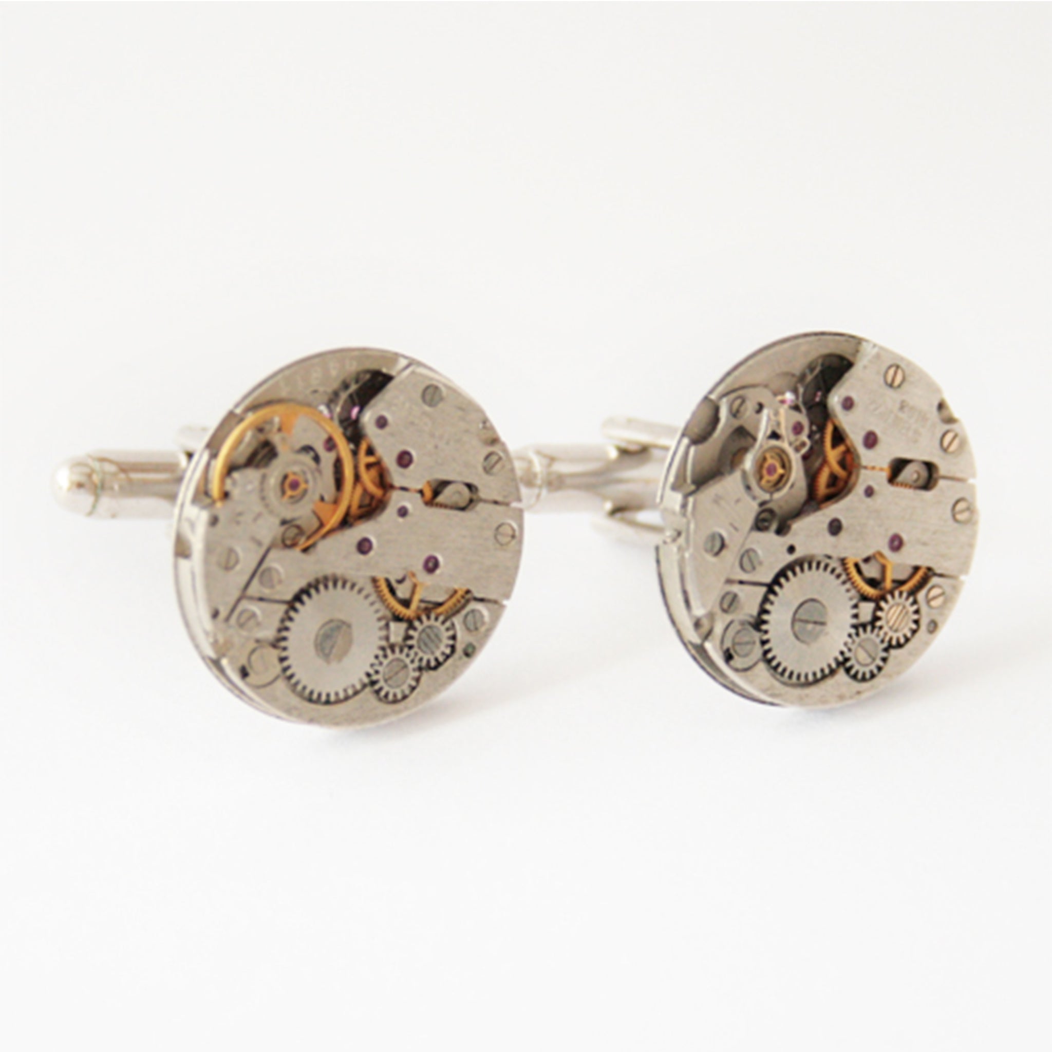 novelty wedding cufflinks in steampunk style made of watch movements