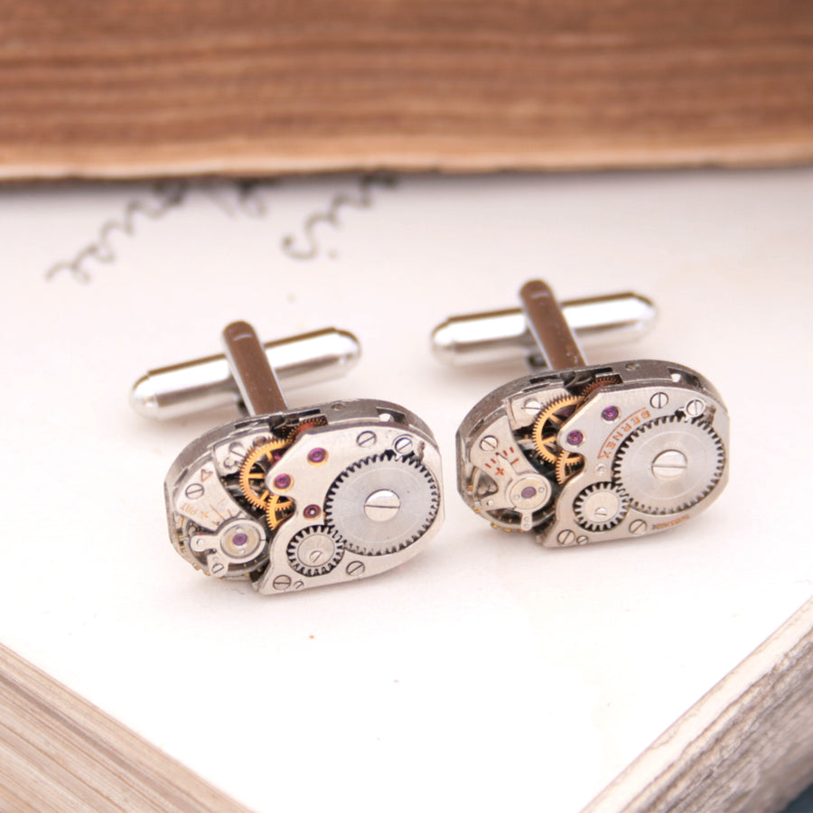 Steampunk Cufflinks made of Swiss watch movements
